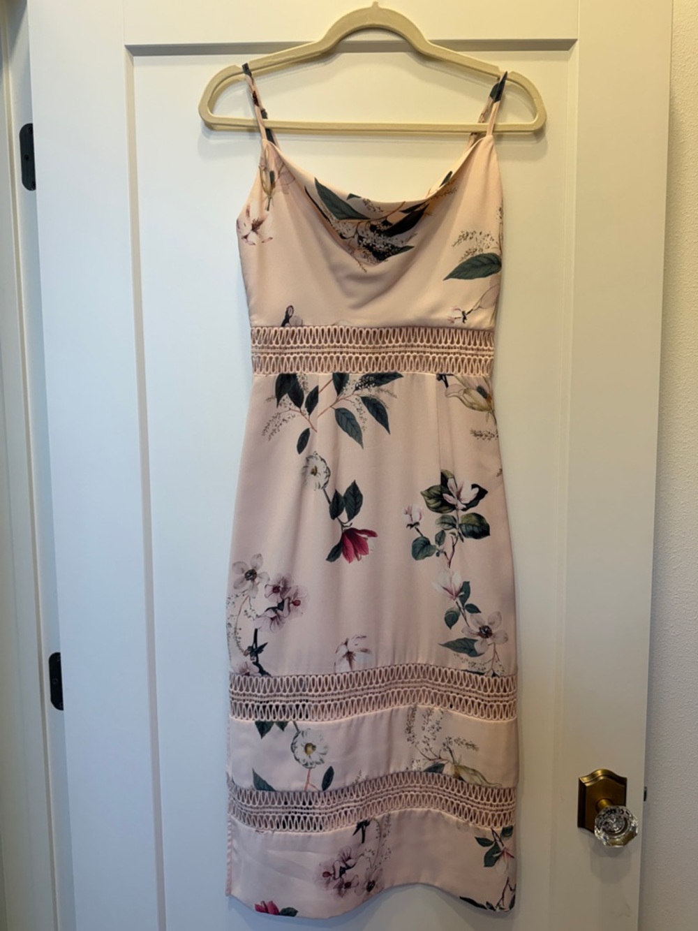 KEEPSAKE the Label Pale Pink Floral Cowl Midi Dress